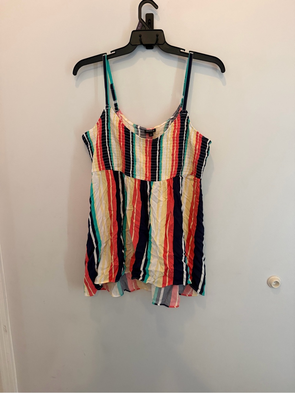 torrid Multicolor Vertical Stripe Smocked Cami